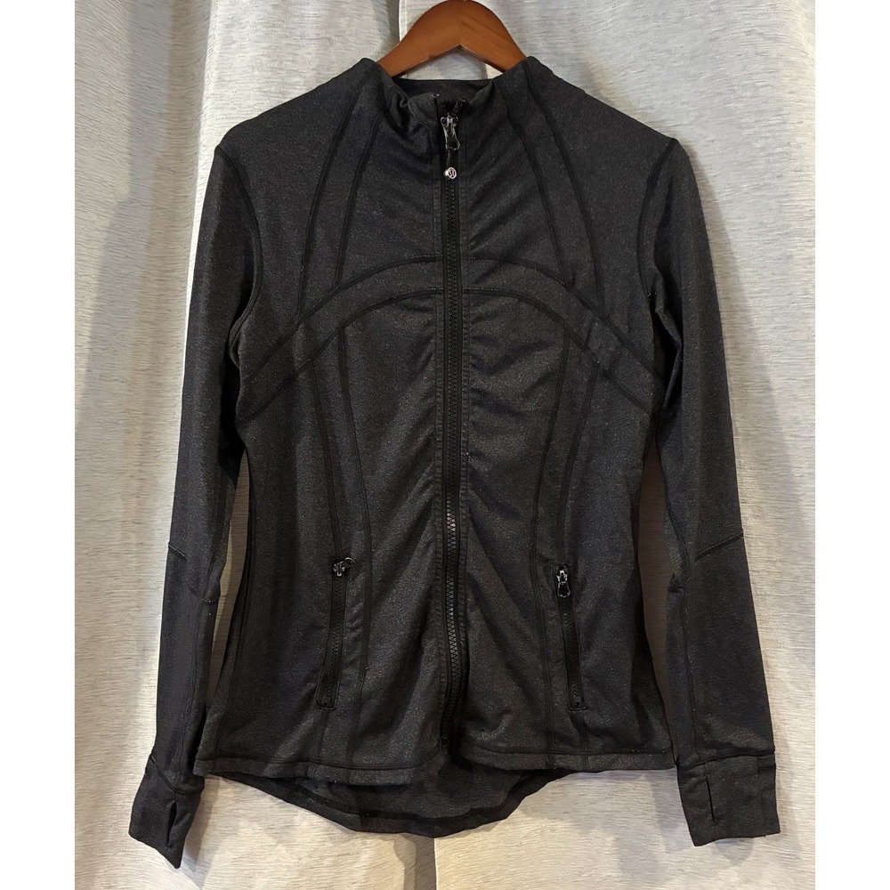 Lululemon Define Jacket Shimmer Luxe Shine Foil Print Black Full Zip Size 10